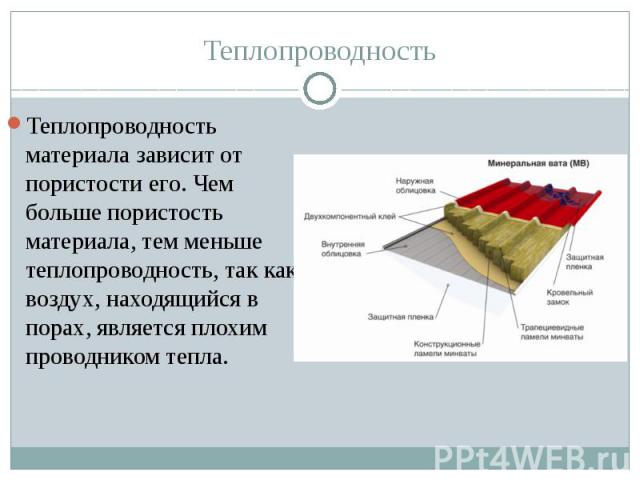 От чего зависит теплопередача. Теплопроводность материала зависит.