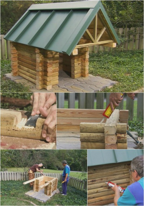 Lovely Log Cabin - 15 Brilliant DIY Dog Houses With Free Plans For Your Furry Companion