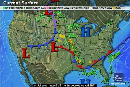 Weather map with isobars