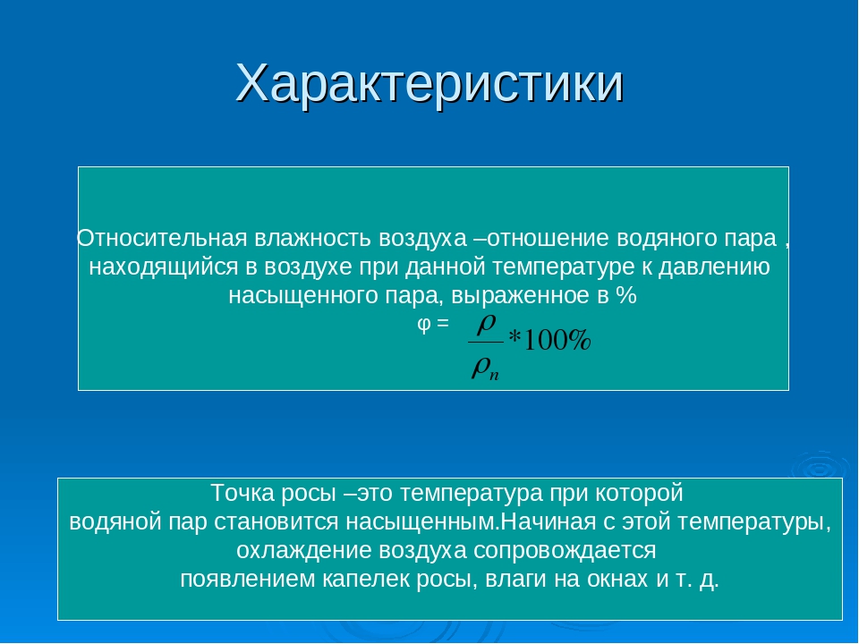 Относительная влажность это. Максимальная влажность воздуха формула. Характеристика влажности воздуха. Характеристики влажности воздуха в метеорологии. Что характеризует Относительная влажность воздуха.