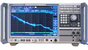 Spectrum analyzer showing phase noise plot